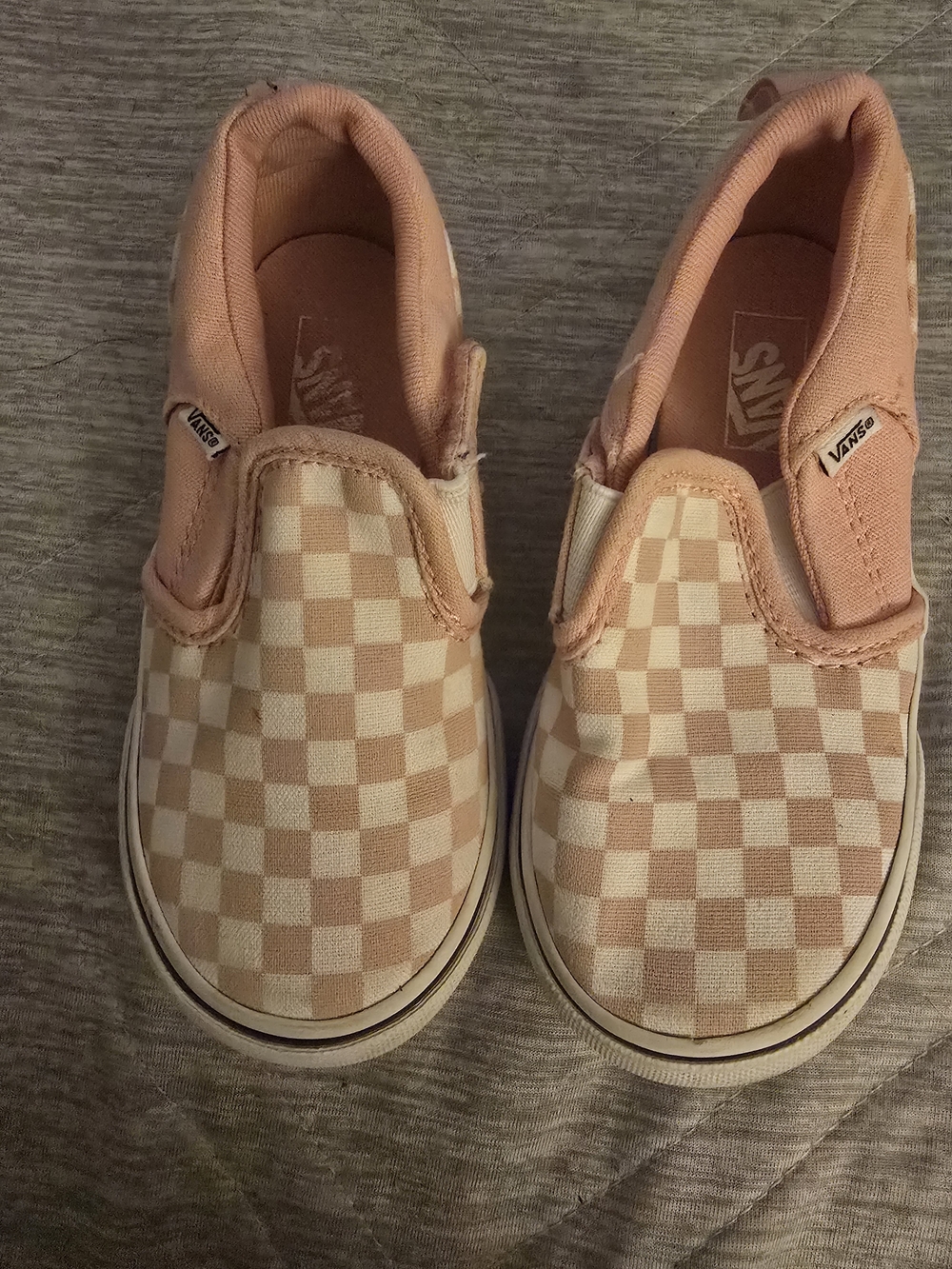 Vans Kids Slip-On Checkerboard Sneakers - Peach & Cream